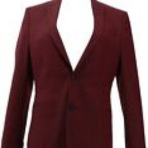 NEW JF J. FERRAR STRETCH SLIM FIT SUIT COOLMAX JACKET MEDIUM RED BIRDSEYE SMALL